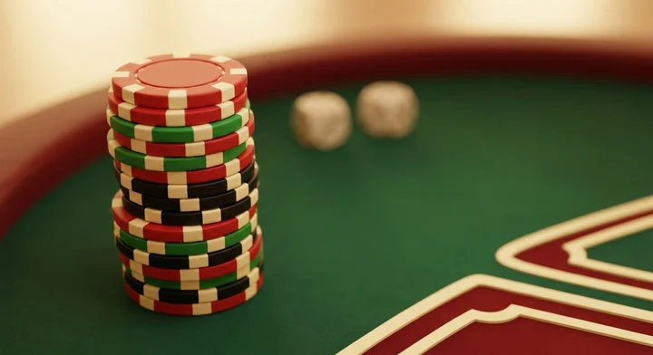 A growing stack of casino chips on felt - how to play Street Craps