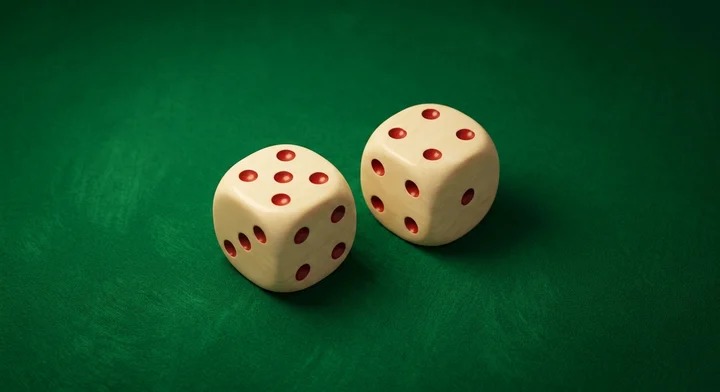 Two dice on a green felt craps table - how to play Craps