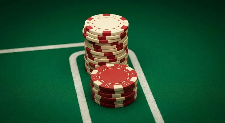 Odds chips stacked behind a pass line bet - how to play Craps